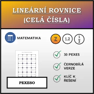 Pexeso: Lineární rovnice (celá čísla)
