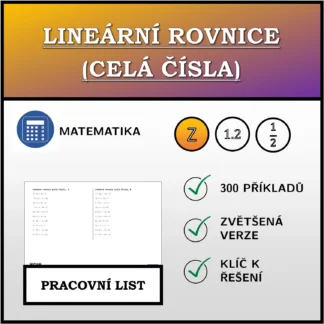 Pracovní list: Lineární rovnice (celá čísla)