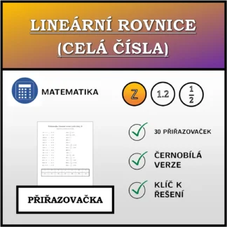 Přiřazovačka: Lineární rovnice (celá čísla)