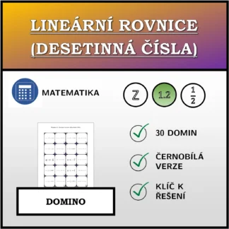 Domino: Lineární rovnice (desetinná čísla)