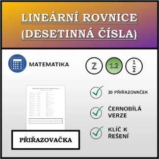 Přiřazovačka: Lineární rovnice (desetinná čísla)