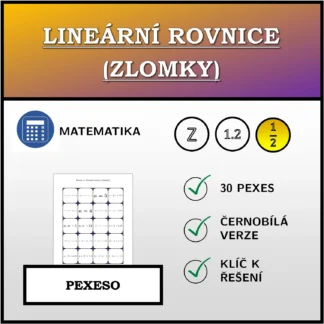 Pexeso: Lineární rovnice (zlomky)