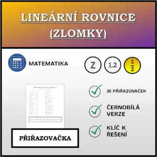Přiřazovačka: Lineární rovnice (zlomky)