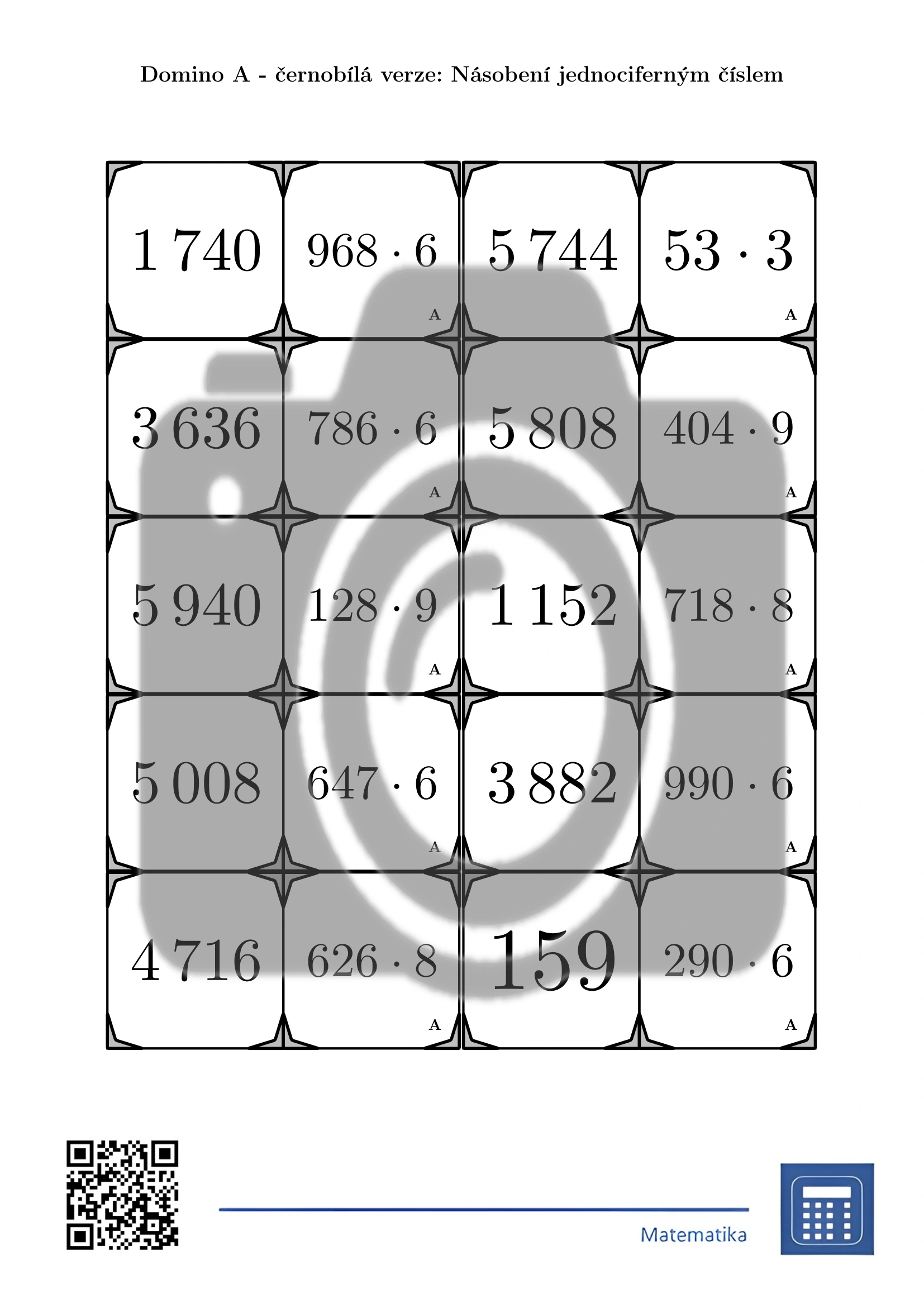 Domino: Násobení jednociferným číslem - Obrázek 3