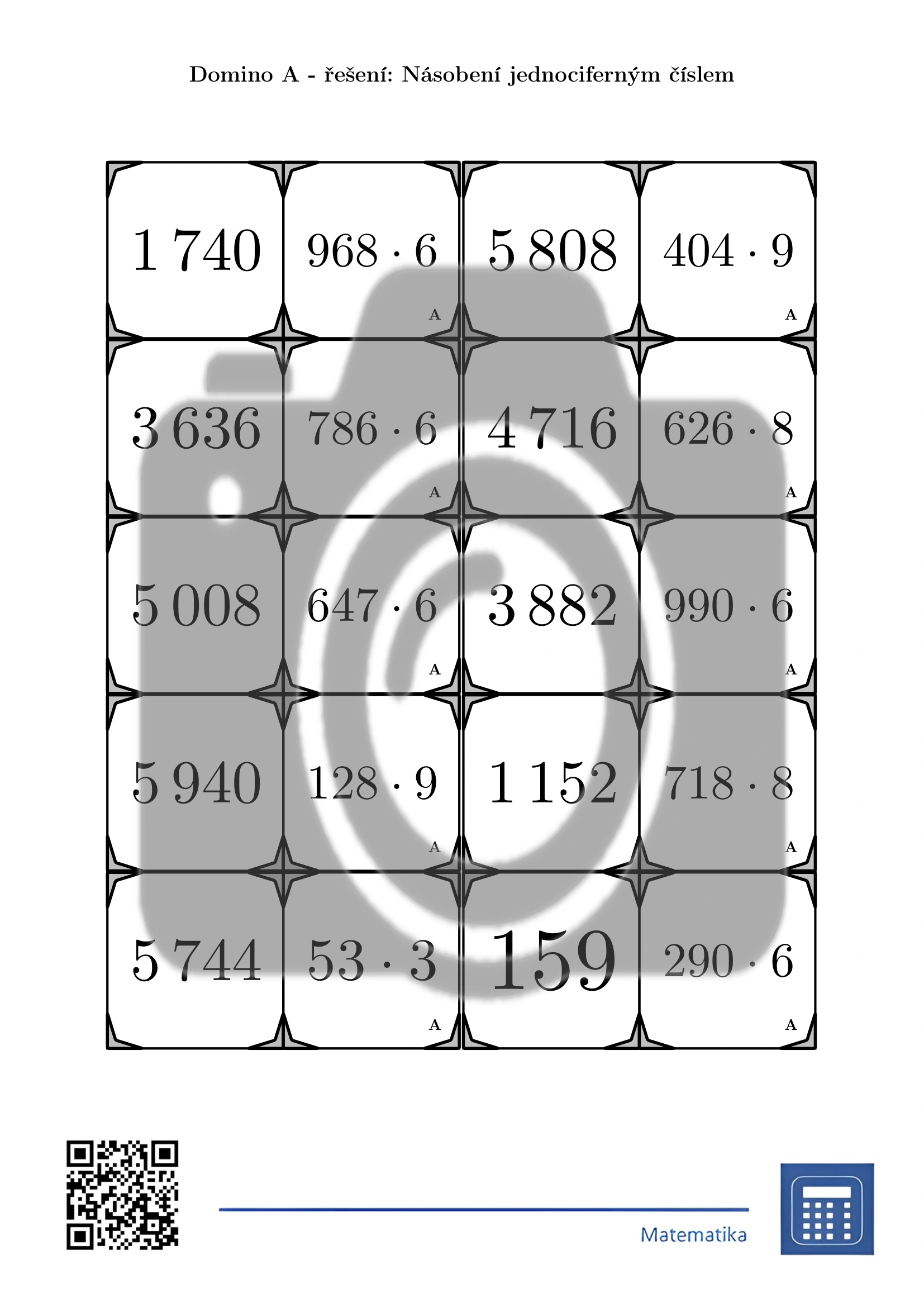 Domino: Násobení jednociferným číslem - Obrázek 4