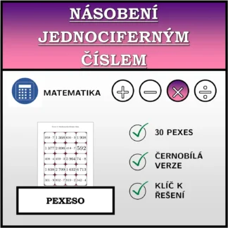 Pexeso: Násobení jednociferným číslem