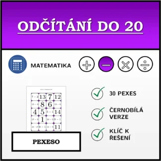Pexeso: Odčítání do 20