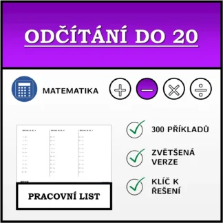 Pracovní list: Odčítání do 20