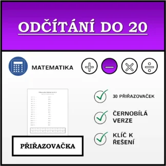 Přiřazovačka: Odčítání do 20