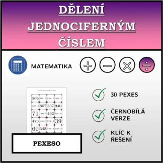 Pexeso: Dělení jednociferným číslem