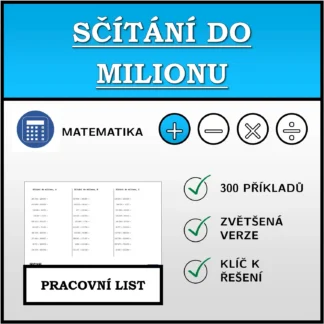 Pracovní list: Sčítání do milionu