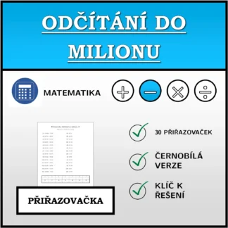 Přiřazovačka: Odčítání do milionu