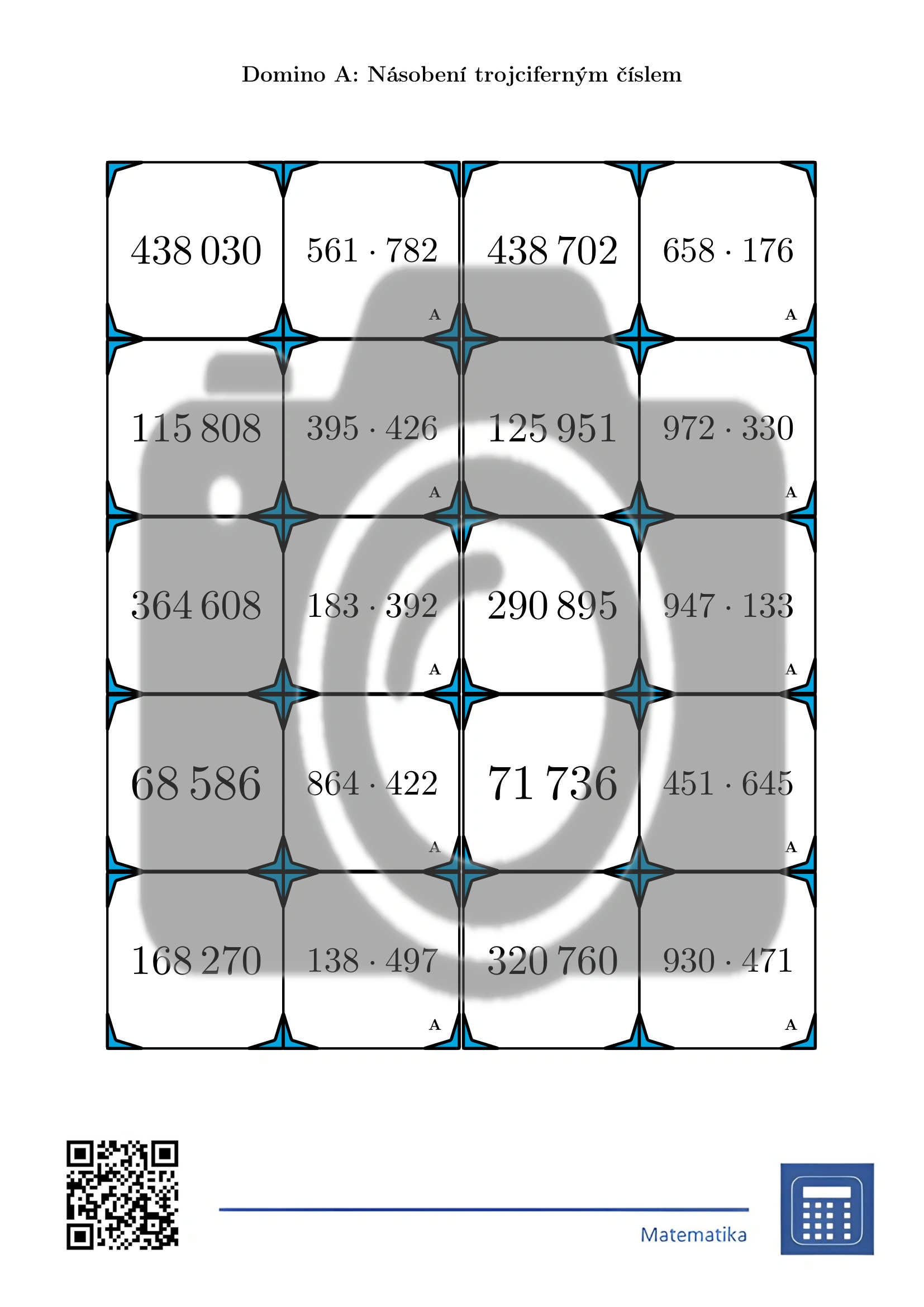 Domino: Násobení trojciferným číslem - Obrázek 2