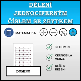 Domino: Dělení jednociferným číslem se zbytkem