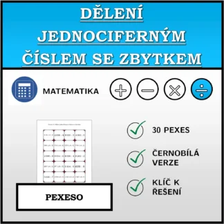 Pexeso: Dělení jednociferným číslem se zbytkem