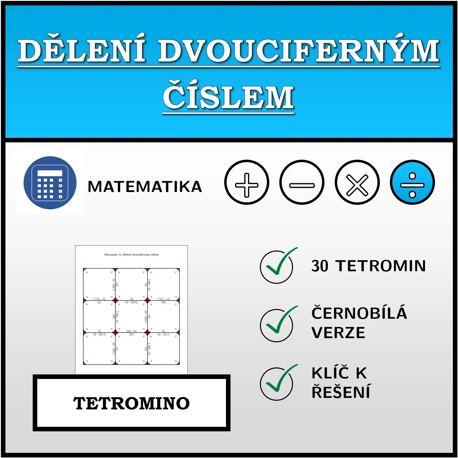 Tetromino: Dělení dvouciferným číslem