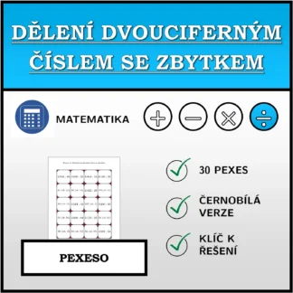 Pexeso: Dělení dvouciferným číslem se zbytkem