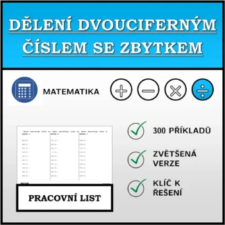 Pracovní list: Dělení dvouciferným číslem se zbytkem