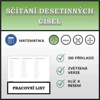 Pracovní list: Sčítání desetinných čísel