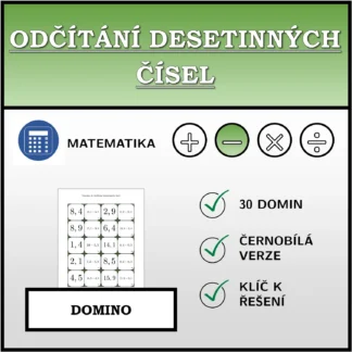Domino: Odčítání desetinných čísel