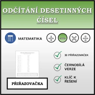 Přiřazovačka: Odčítání desetinných čísel