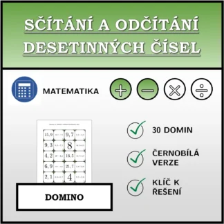 Domino: Sčítání a odčítání desetinných čísel