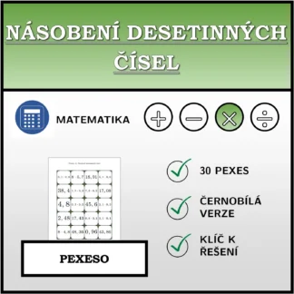 Pexeso: Násobení desetinných čísel