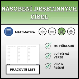 Pracovní list: Násobení desetinných čísel
