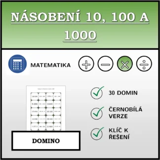 Domino: Násobení 10, 100 a 1000