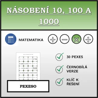 Pexeso: Násobení 10, 100 a 1000