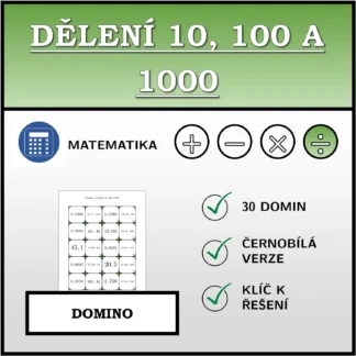 Domino: Dělení 10, 100 a 1000