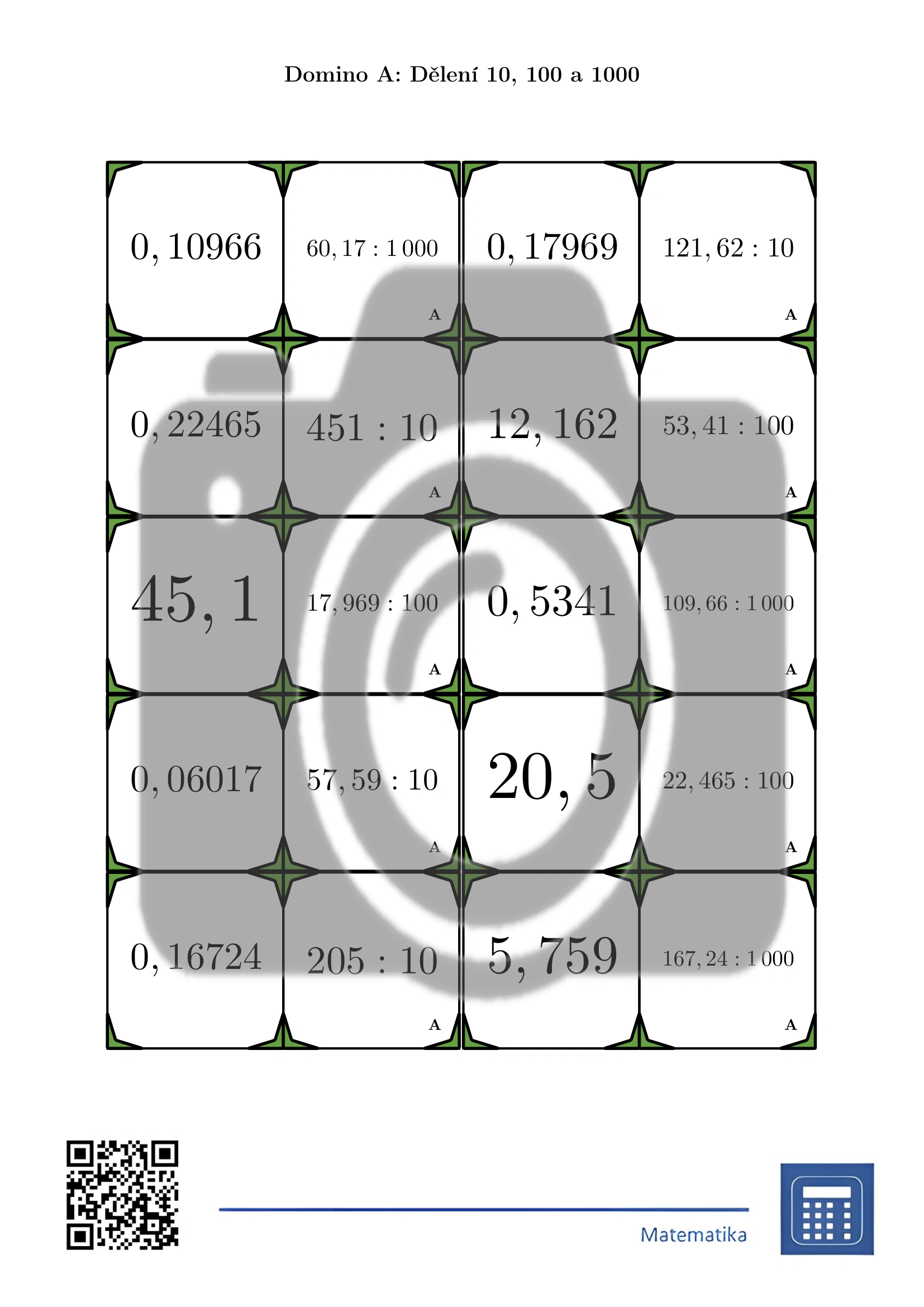 Domino: Dělení 10, 100 a 1000 - Obrázek 2