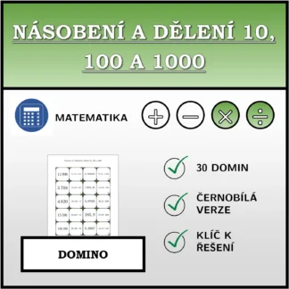 Domino: Násobení a dělení 10, 100 a 1000