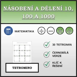 Tetromino: Násobení a dělení 10, 100 a 1000