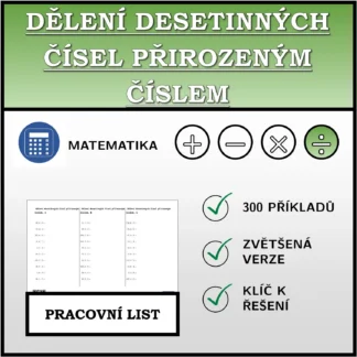 Pracovní list: Dělení desetinných čísel přirozeným číslem