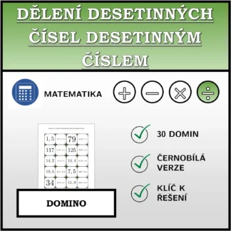 Domino: Dělení desetinných čísel desetinným číslem
