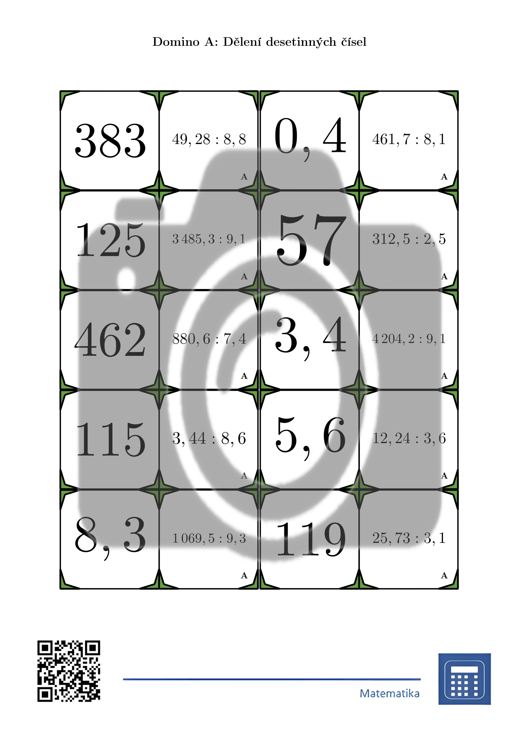 Domino: Dělení desetinných čísel - Obrázek 2