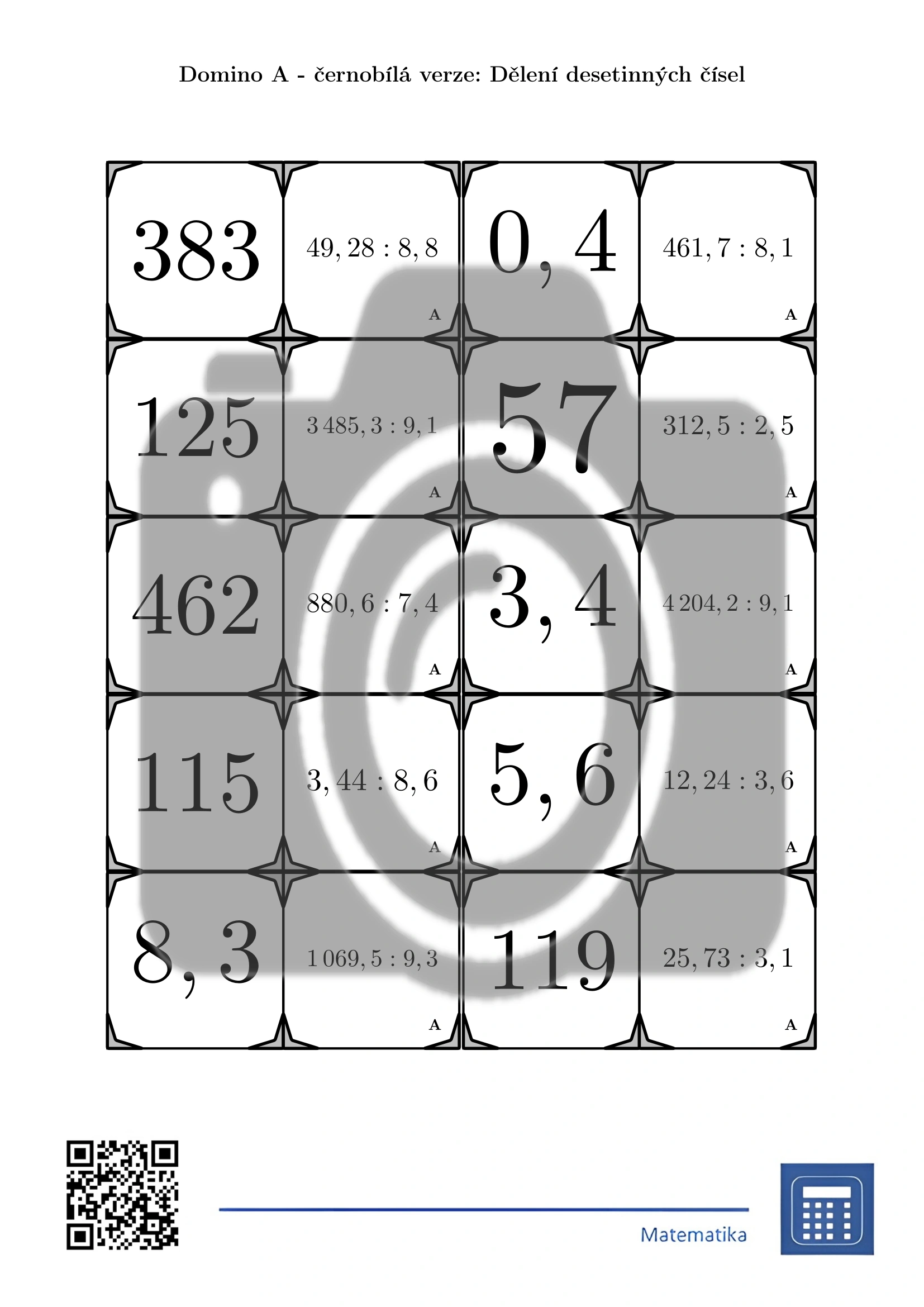Domino: Dělení desetinných čísel - Obrázek 3