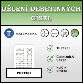 Pexeso: Dělení desetinných čísel