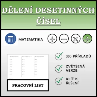 Pracovní list: Dělení desetinných čísel