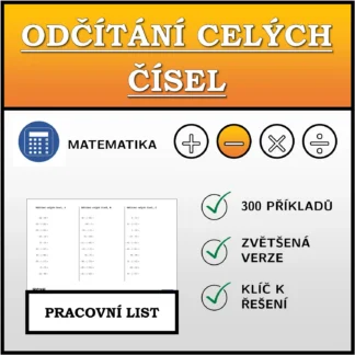 Pracovní list: Odčítání celých čísel