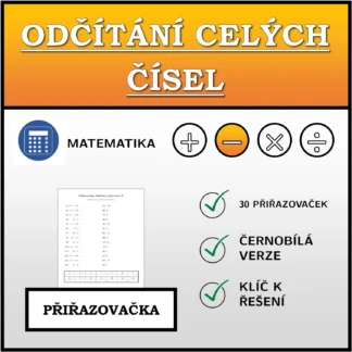 Přiřazovačka: Odčítání celých čísel