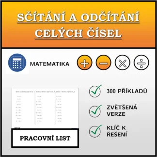 Pracovní list: Sčítání a odčítání celých čísel
