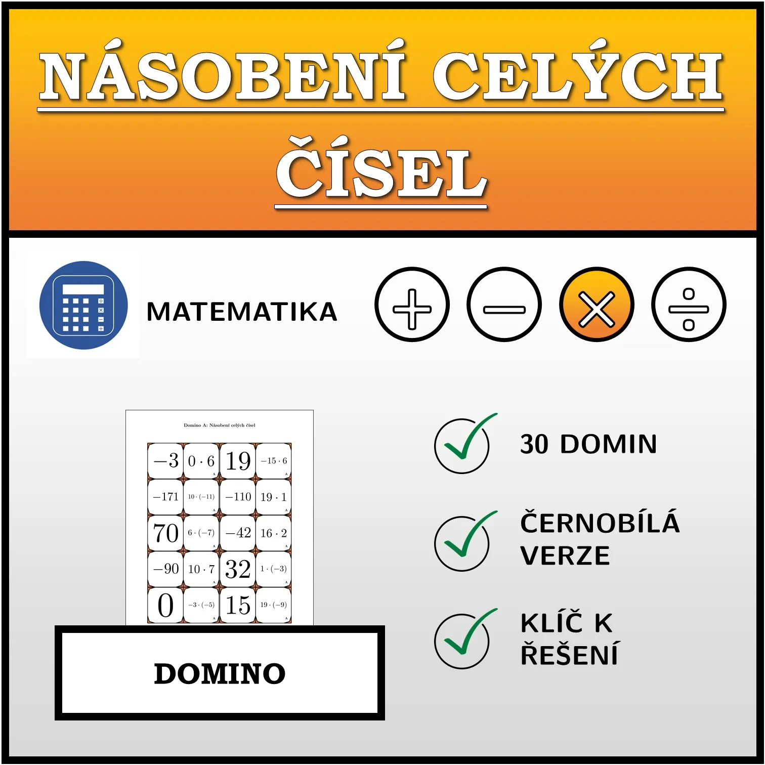 Domino: Násobení celých čísel