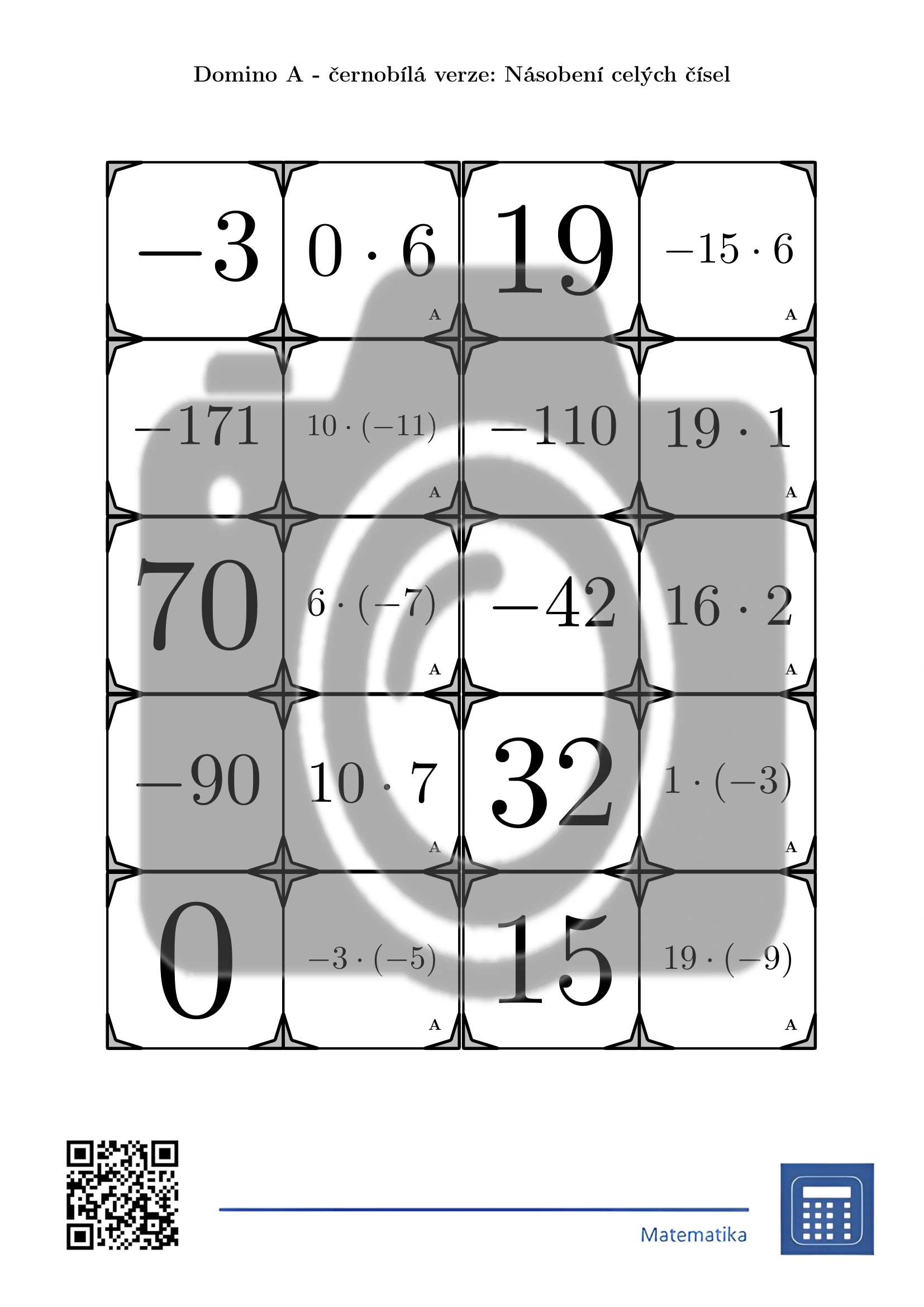Domino: Násobení celých čísel - Obrázek 3