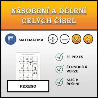 Pexeso: Násobení a dělení celých čísel