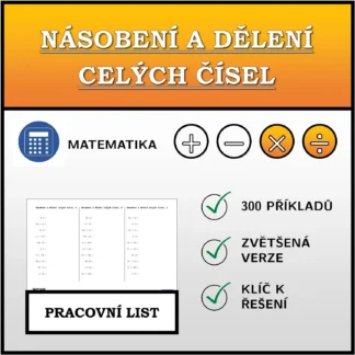 Pracovní list: Násobení a dělení celých čísel