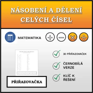 Přiřazovačka: Násobení a dělení celých čísel
