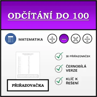 Přiřazovačka: Odčítání do 100