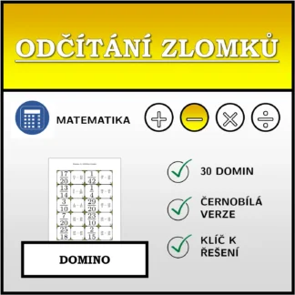 Domino: Odčítání zlomků
